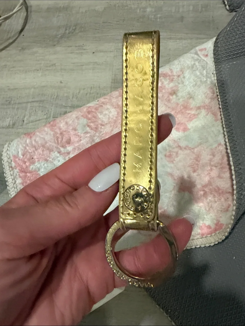 Marc Jacobs Metallic Gold Leather Key Ring Strap